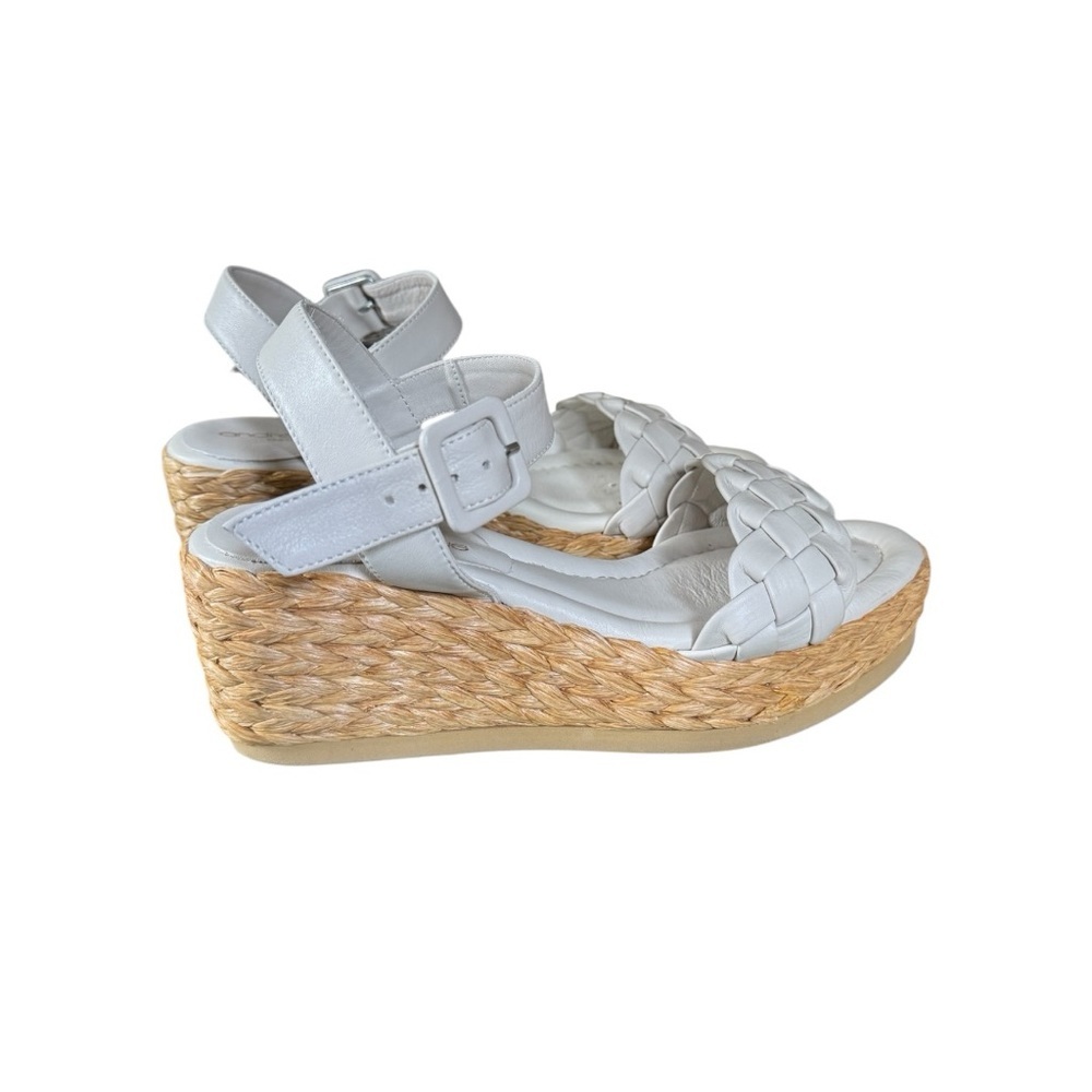Andres Assous White Woven Wedge Sandals